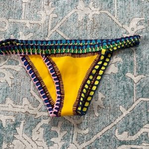 Kiini Yellow Swim Bikini Bottoms Size Small L Crochet Designer Swimsuit Swimwear